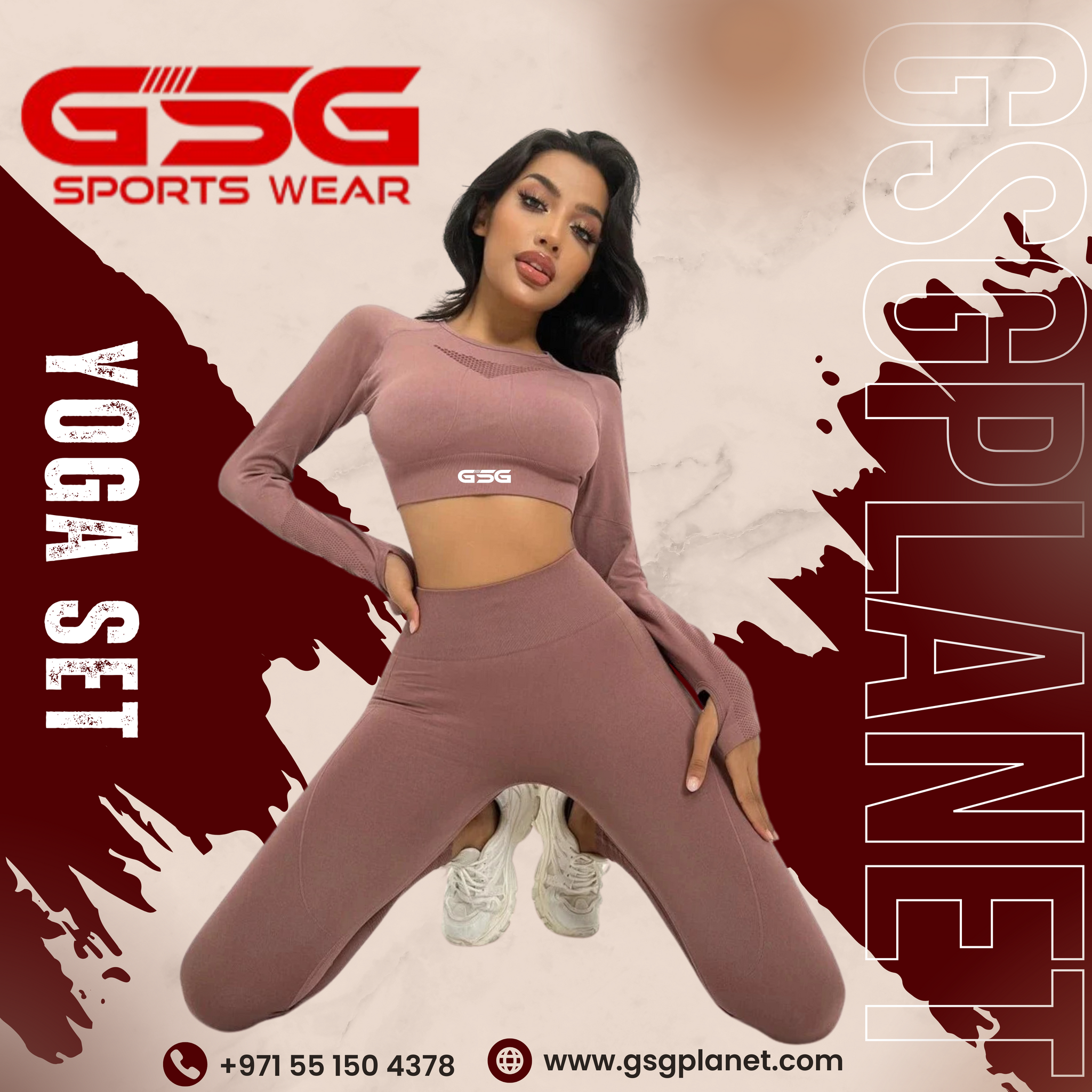 GSG 2pcs Solid Dark brown Workout Sets