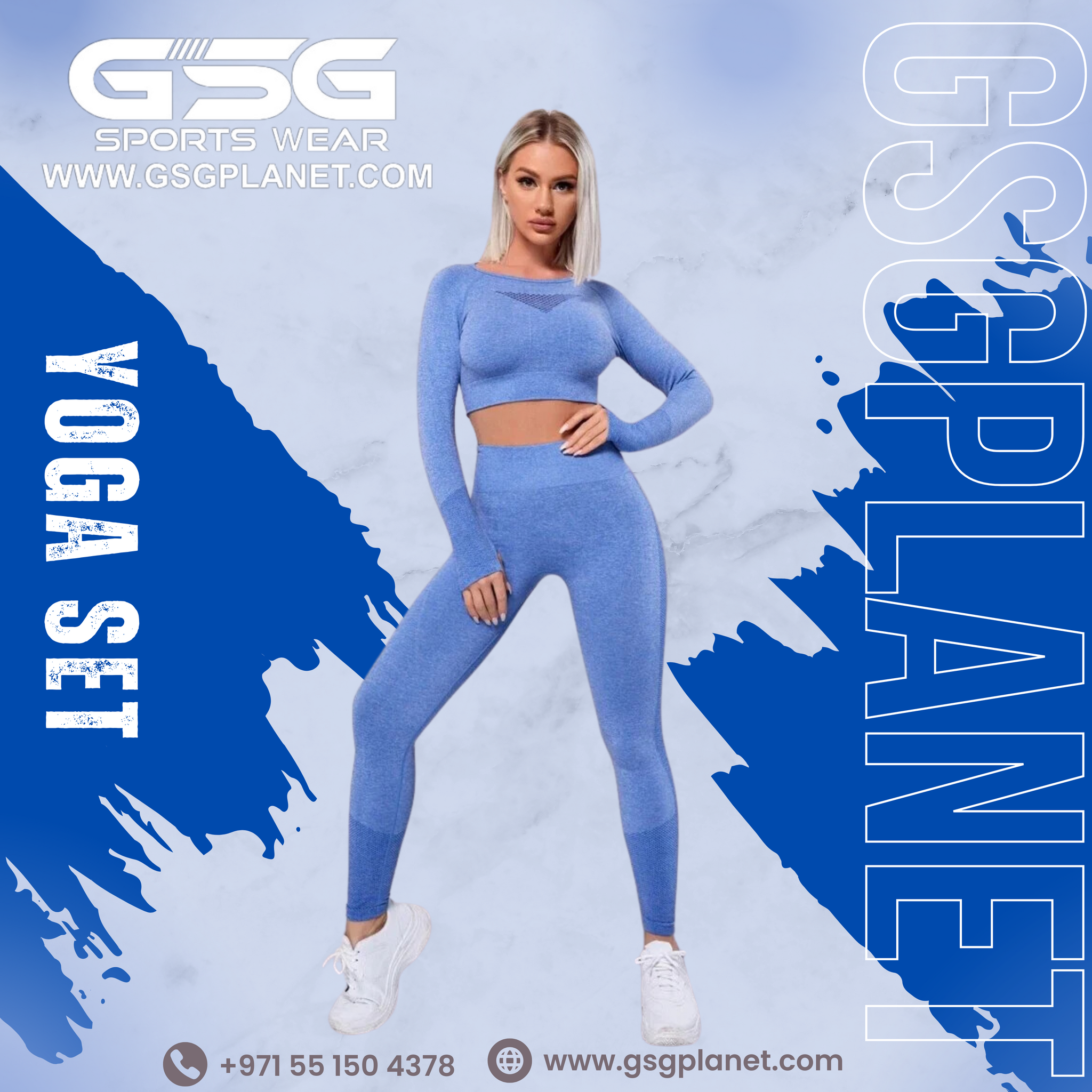 GSG 2pcs Solid Blue Royal  Workout Sets