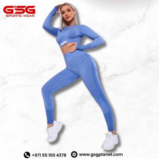 GSG 2pcs Solid Blue Royal  Workout Sets