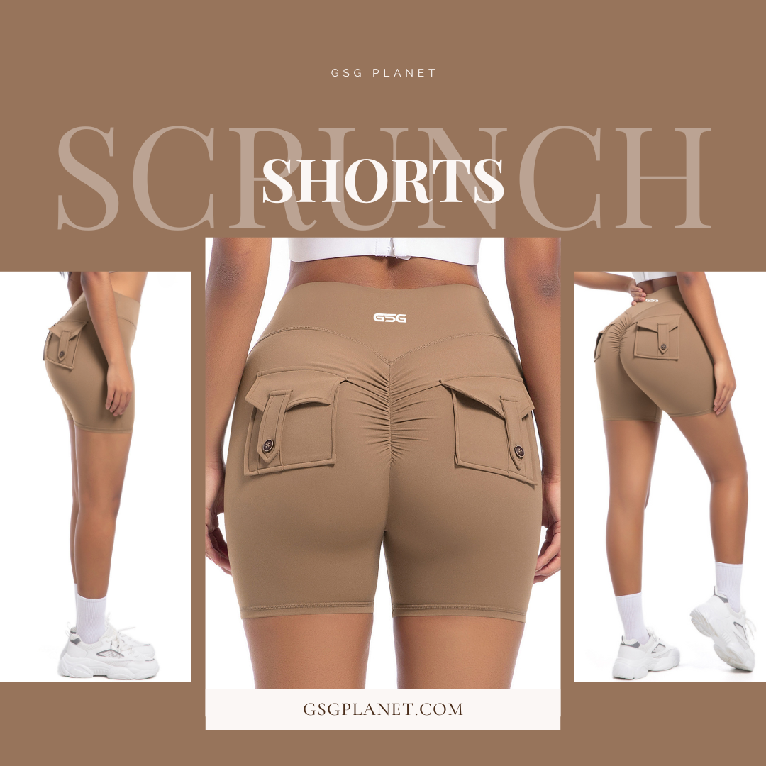 GSG Scrunch Pocket Womens Shorts - Brown