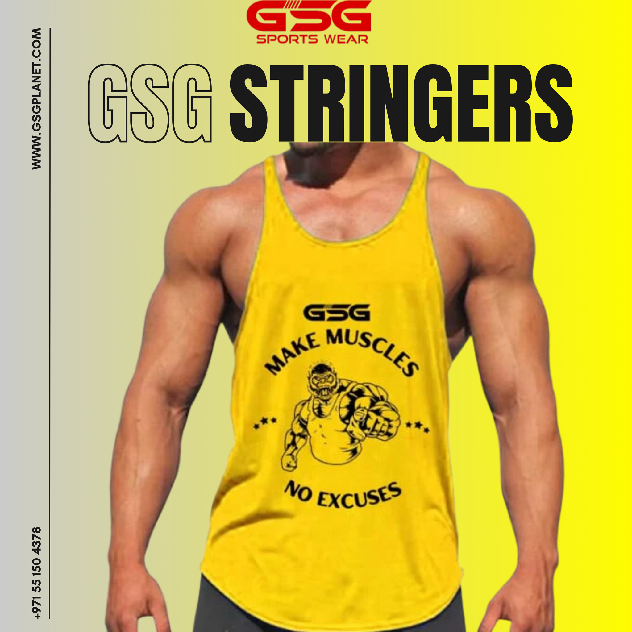 GSG Stringer Gym Singlets Yellow