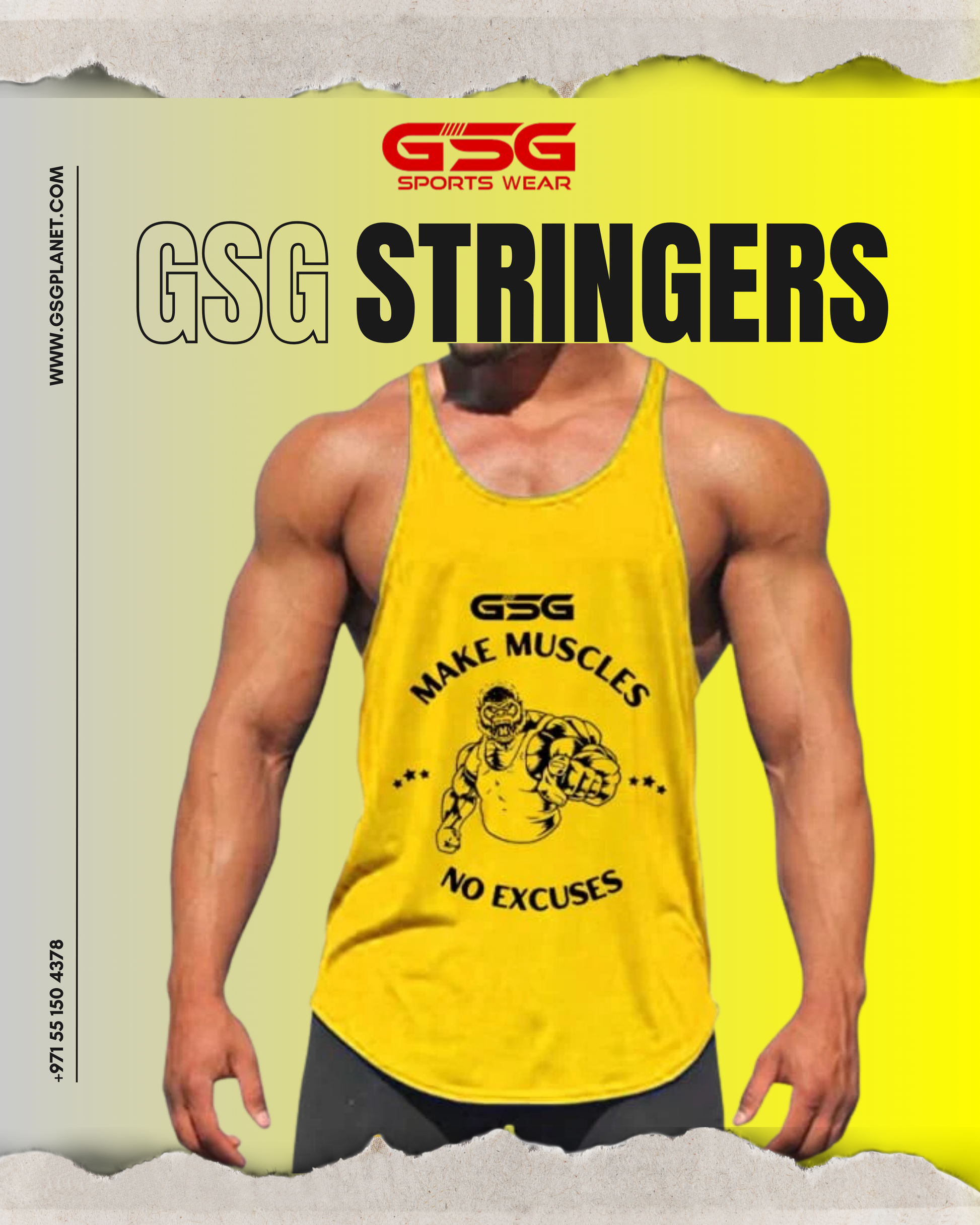 GSG Stringer Gym Singlets Yellow