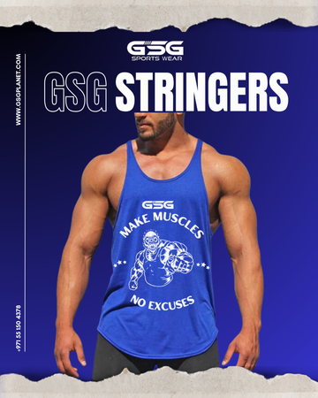 Stringer Gym Singlets Blue – Muscle Fit, Breathable & Stylish