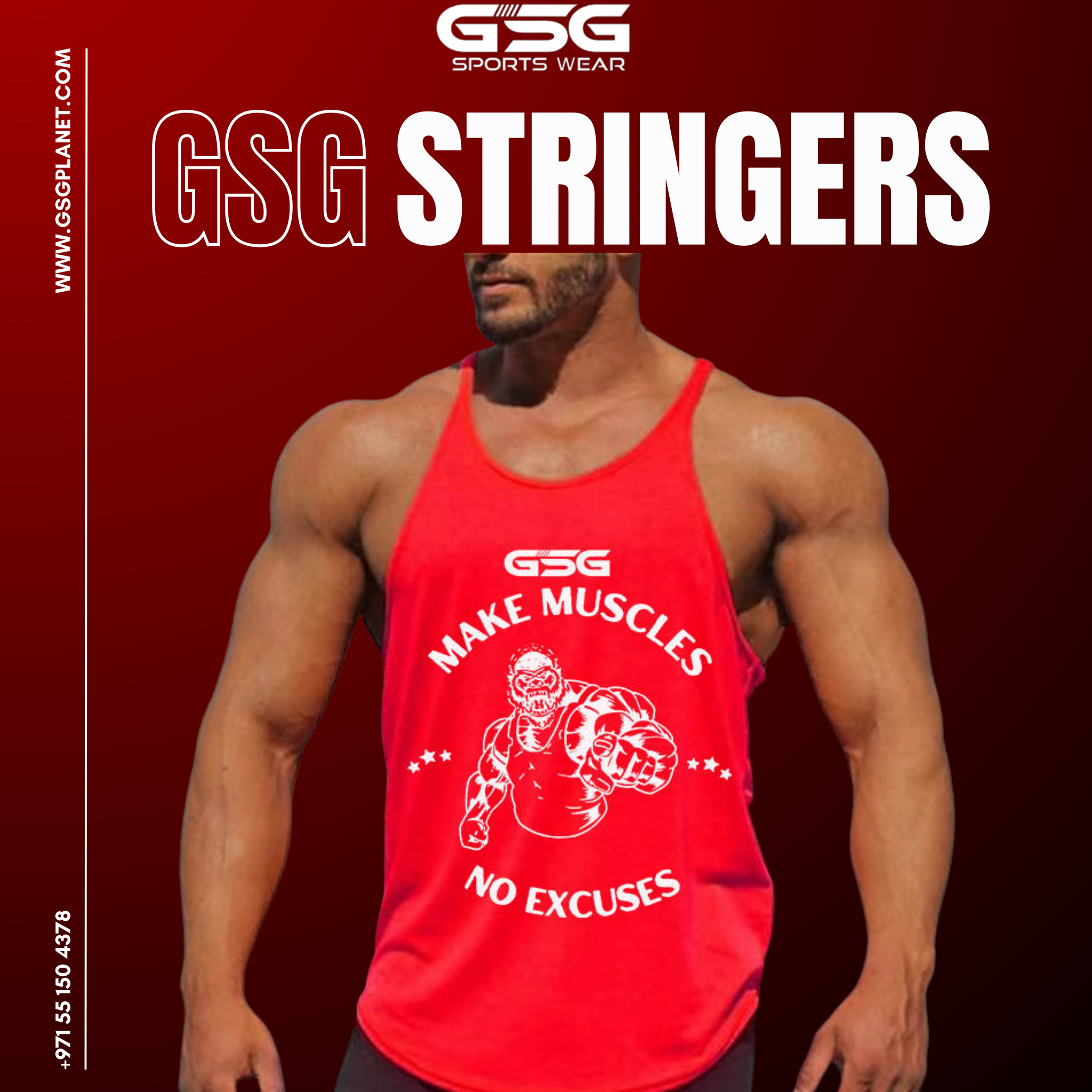 Stringer Gym Singlets Red – Muscle Fit, Breathable & Stylish