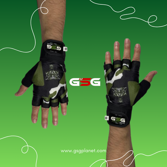 GSG Green Camo Gym Gloves with Wrist Support