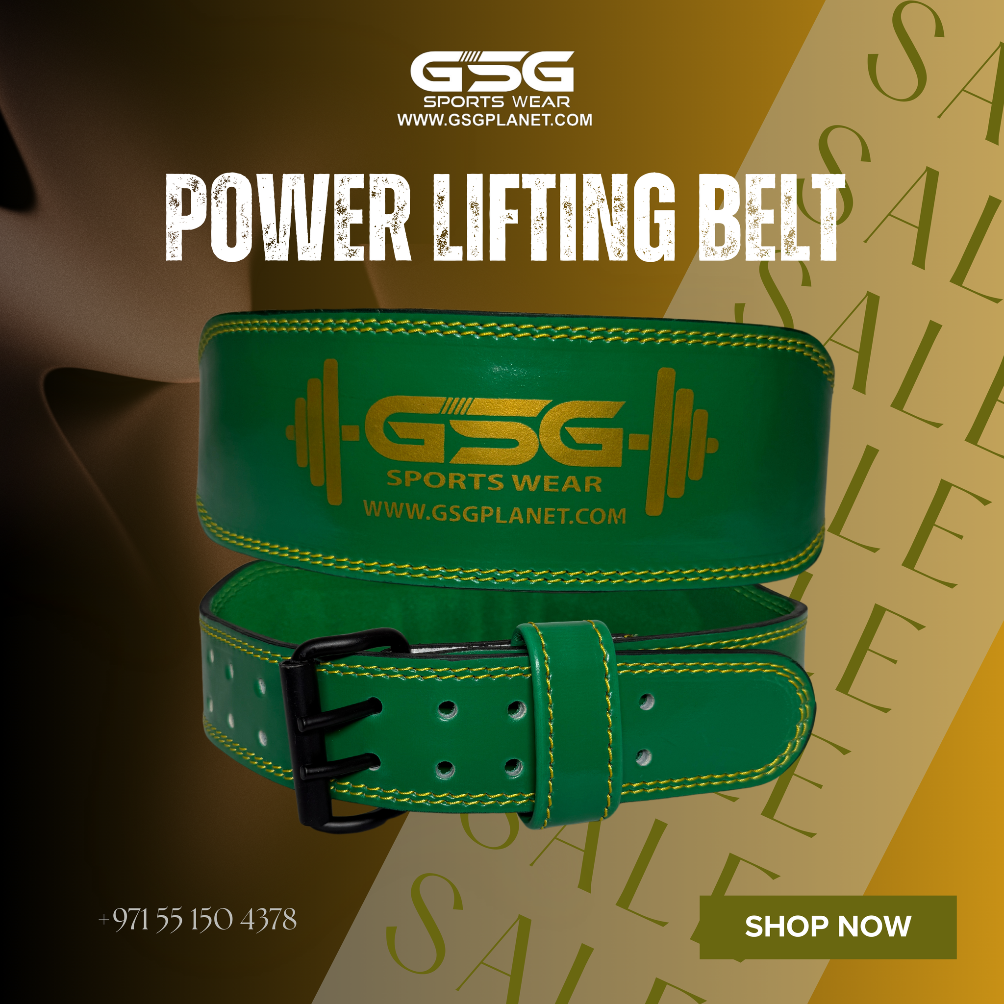 GSG Green Edition Leather Weightlifting Belt