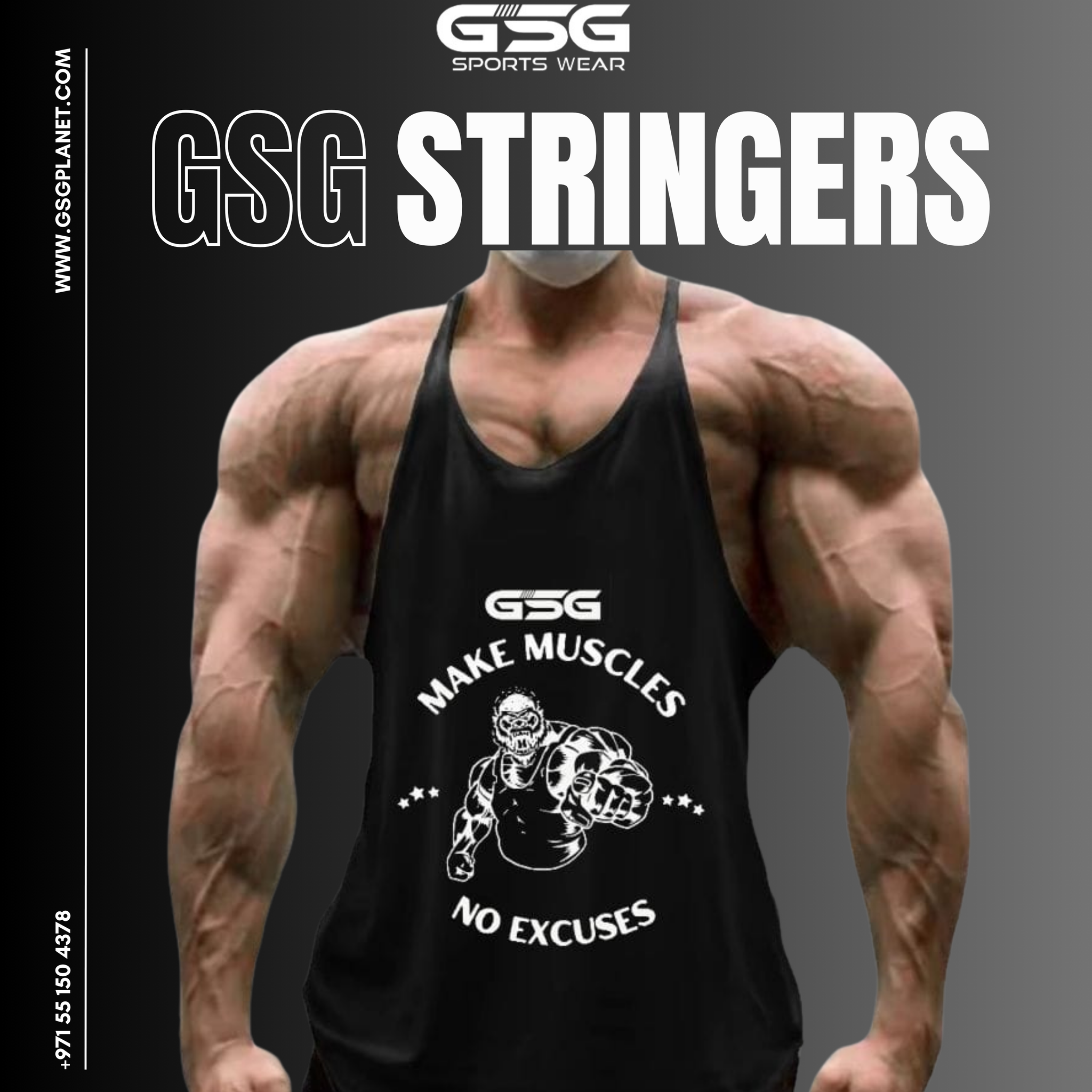 Stringer Gym Singlets Black – Muscle Fit, Breathable & Stylish