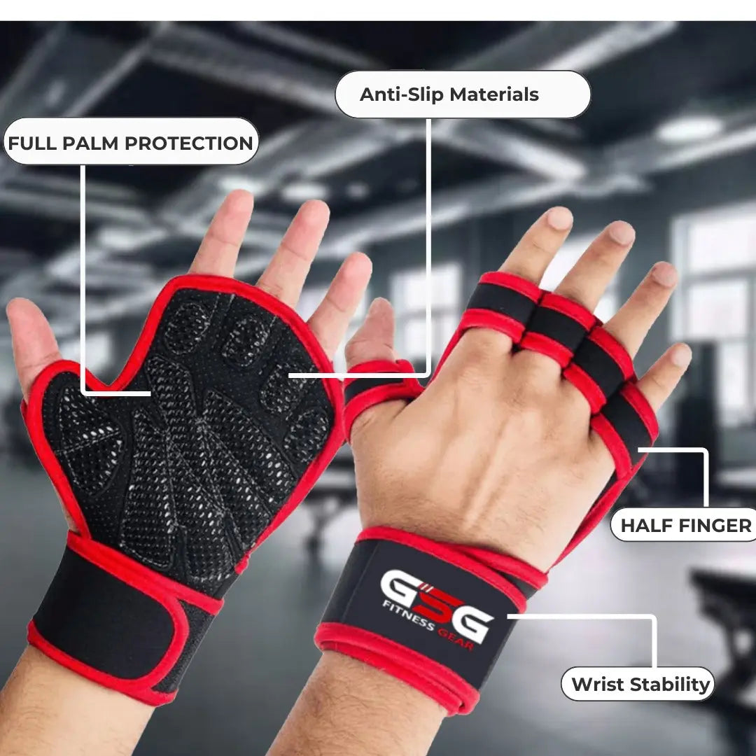 Breathable Workout Gloves - Black & Red gsgplanet