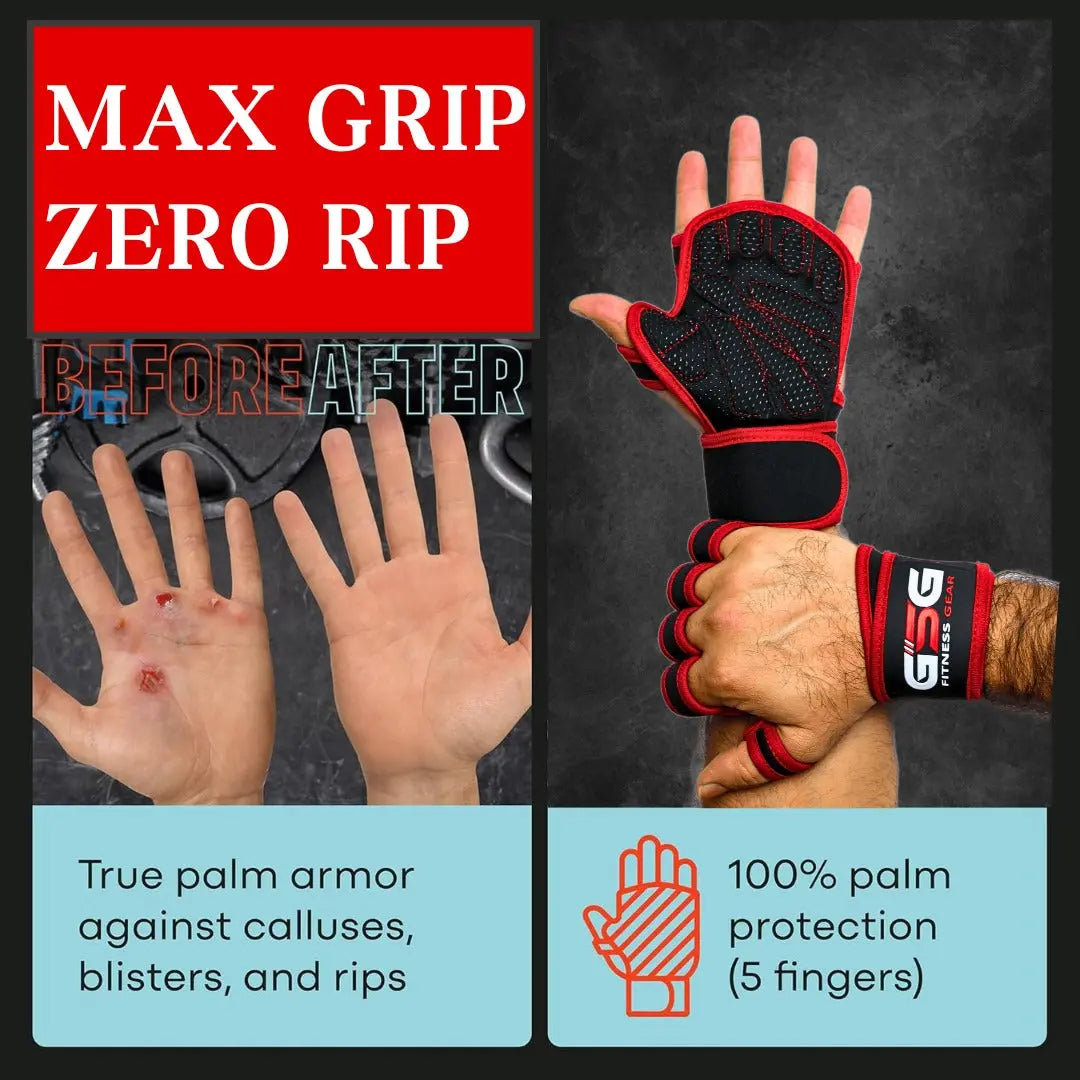 Breathable Workout Gloves - Black & Red gsgplanet