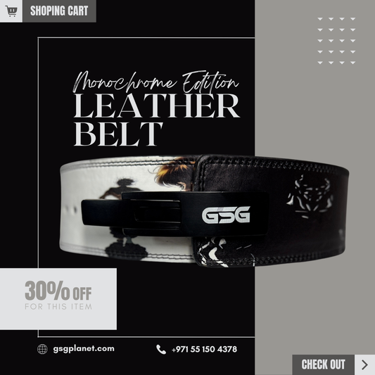 GSG Monochrome Leather Weightlifting Belt