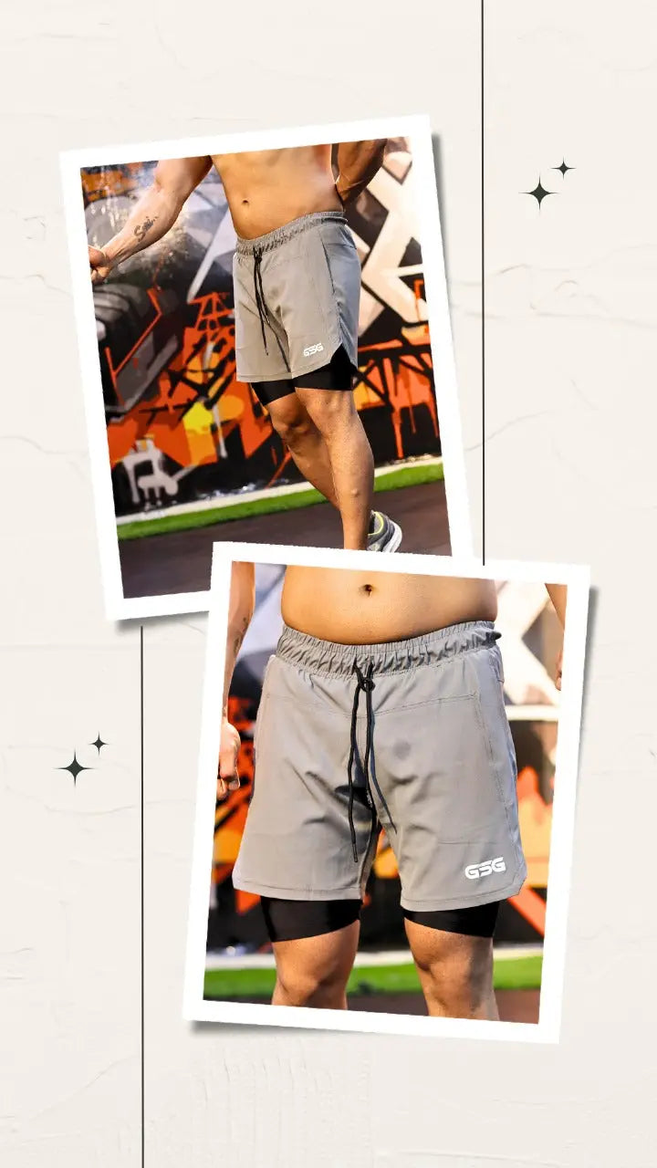 GSG Men’s Shorts with Phone Pocket - Gray & Black | UAE gsgplanet