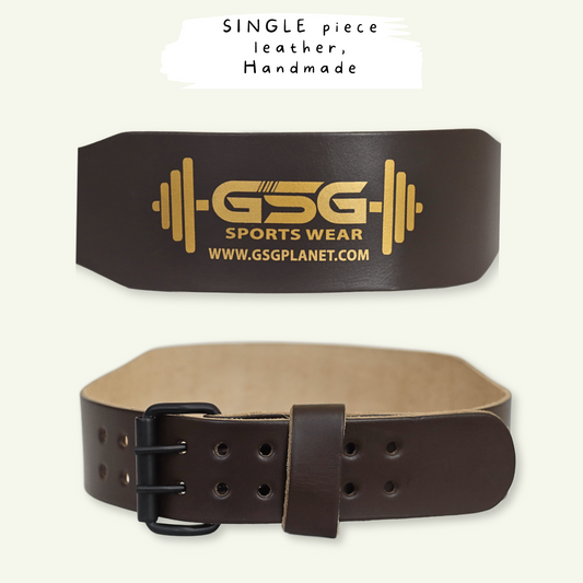 GSG Single piece Leather Weightlifting Belt For Support - Brown gsgplanet