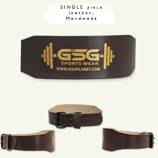 GSG Single piece Leather Weightlifting Belt For Support - Brown gsgplanet