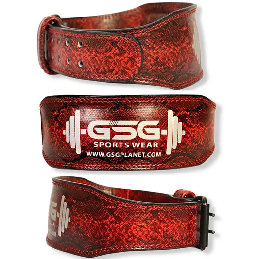 GSGPlanet Leather Weightlifting Belt – Snake Skin Pattern for Heavy Lifting - gsgplanet