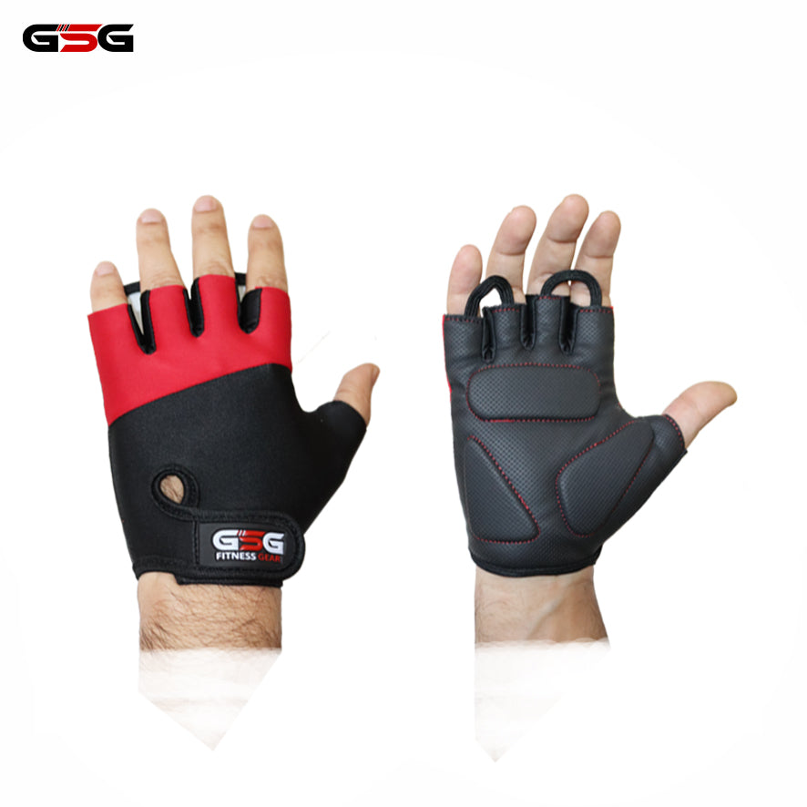 Weightlifting Padded Gym Gloves - Red & Black gsgplanet