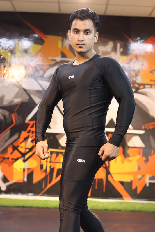 GSG Compression Shirt - Black & Grey | High-Performance Gym Wear