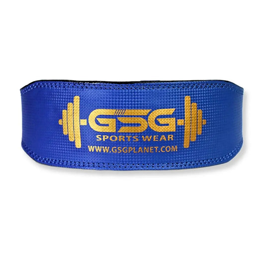 Leather Weightlifting Belt with Padded Support - BLUE gsgplanet