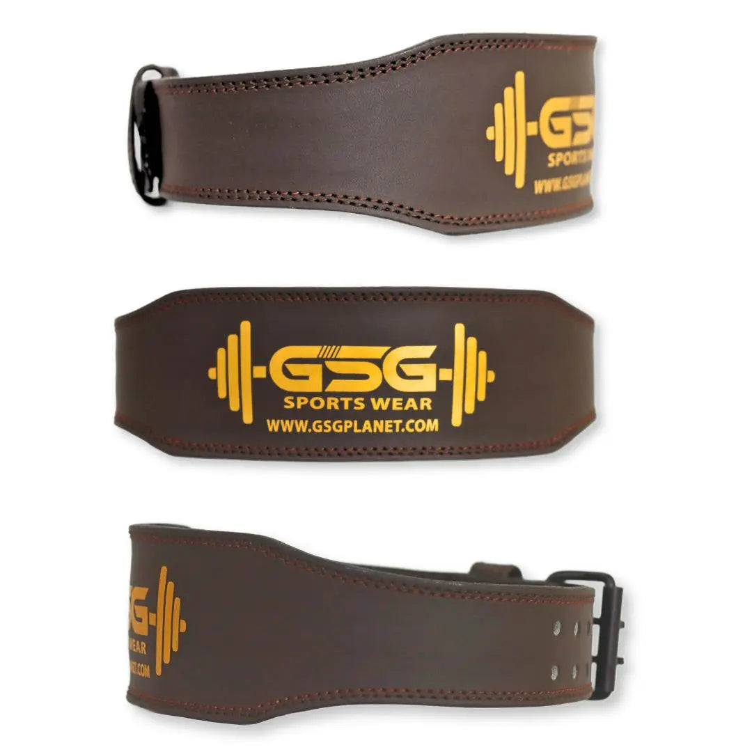 Leather Weightlifting Belt with Padded Support - Brown - gsgplanet