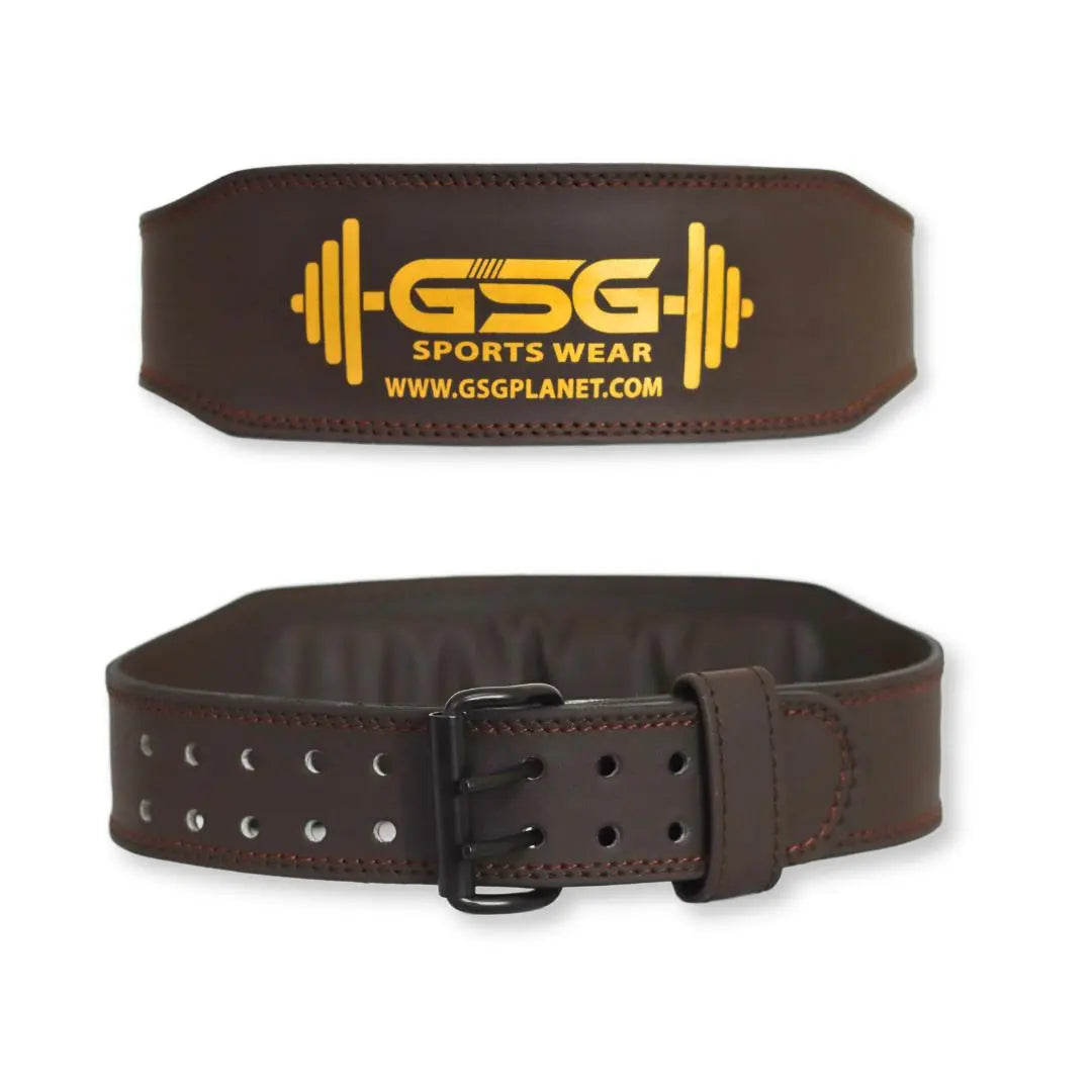 Leather Weightlifting Belt with Padded Support - Brown - gsgplanet