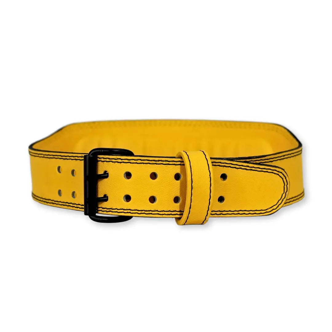 Leather Weightlifting Belt with Padded Support - Yellow - gsgplanet