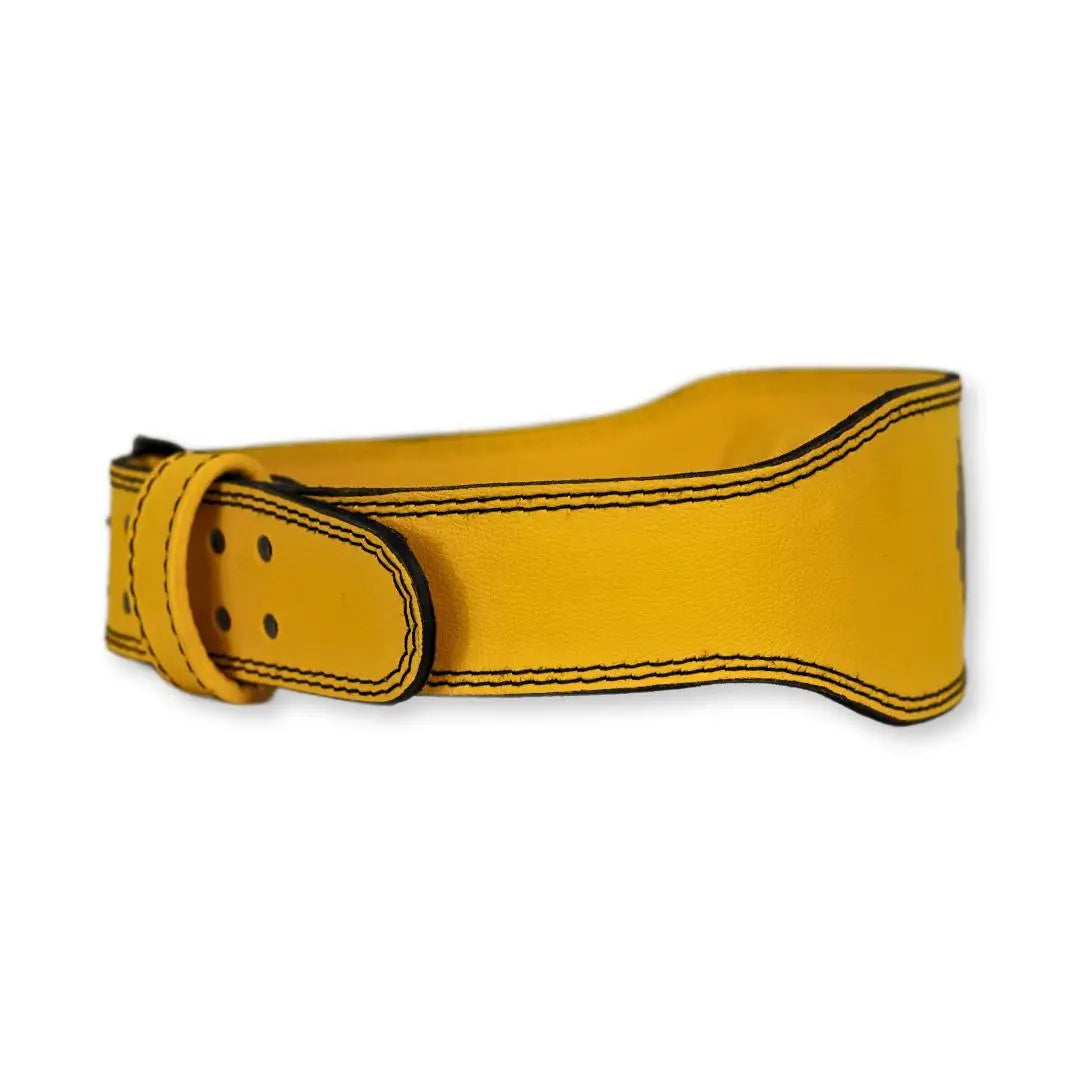 Leather Weightlifting Belt with Padded Support - Yellow - gsgplanet