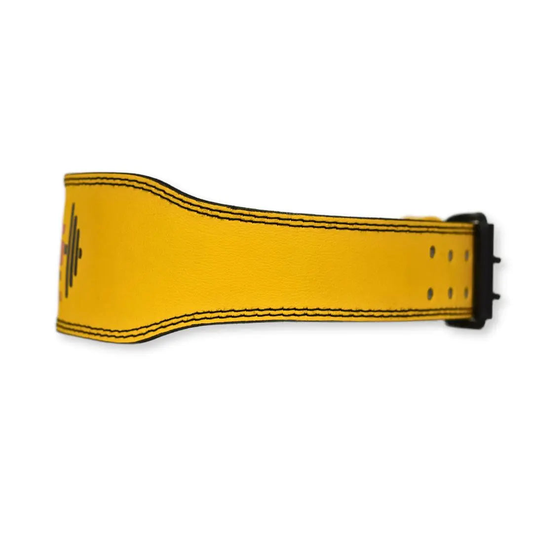 Leather Weightlifting Belt with Padded Support - Yellow - gsgplanet