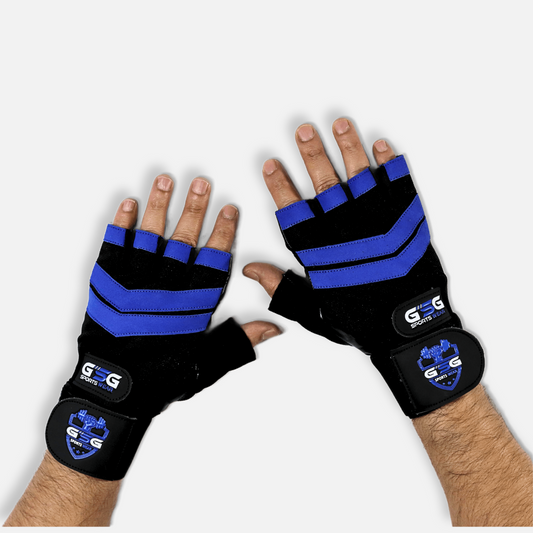 Weightlifting Gym Gloves - Black Strips - Navy Blue gsgplanet