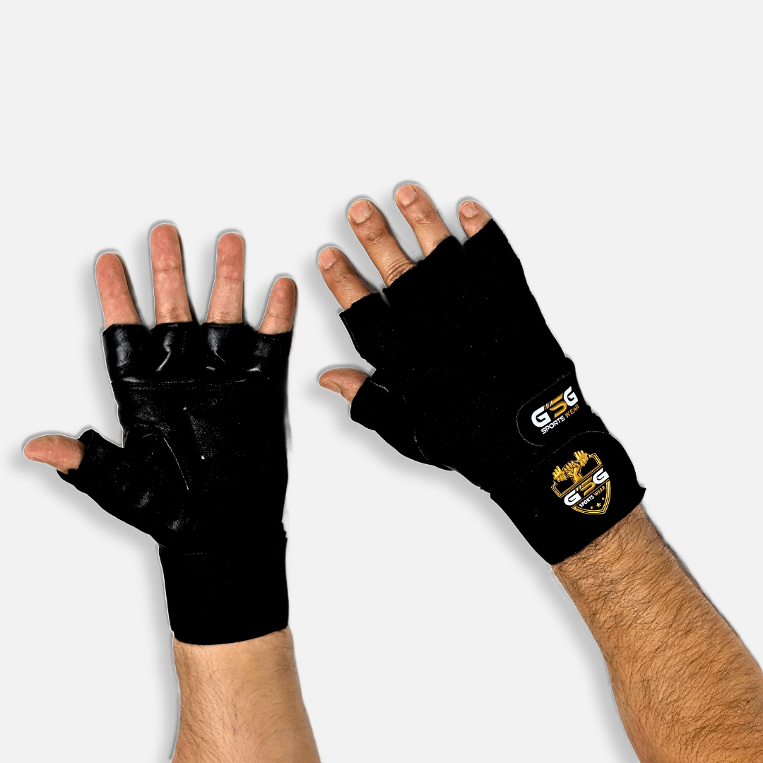 Weightlifting Gym Gloves - Black Strips - Black gsgplanet