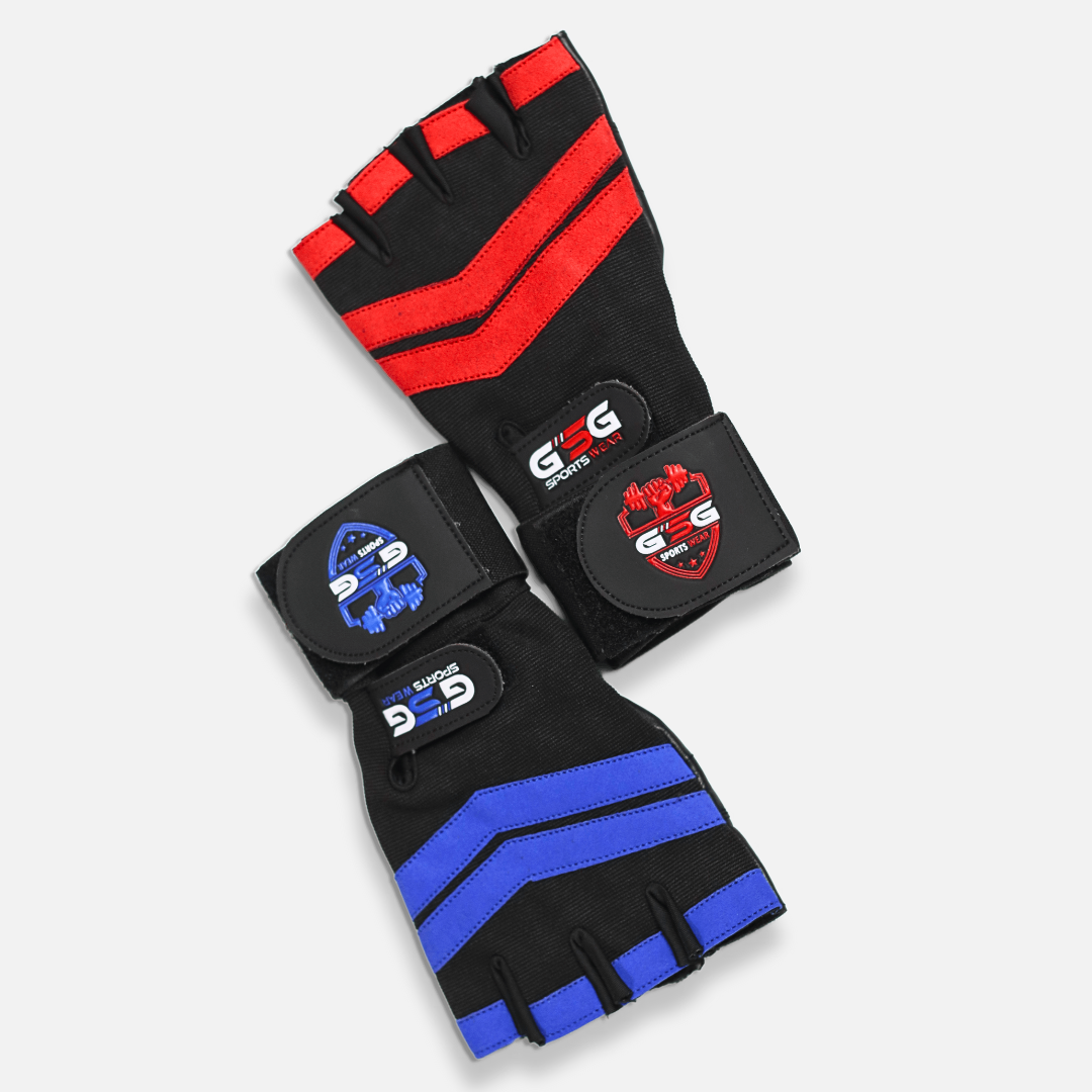 Weightlifting Gym Gloves - Black Strips - Red & Black gsgplanet