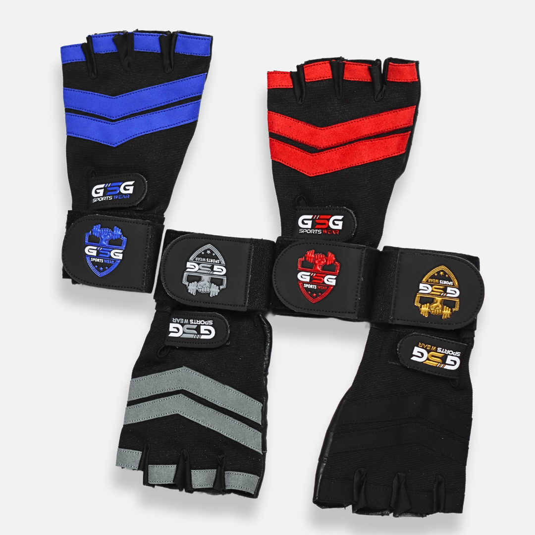 Weightlifting Gym Gloves - Black Strips - Black gsgplanet