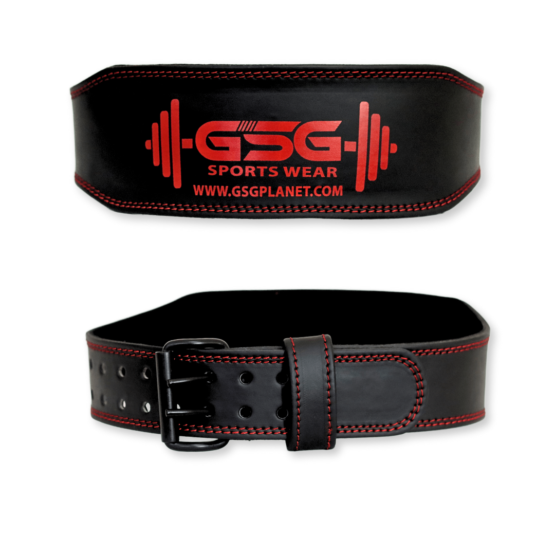 Leather Weightlifting Belt with Padded Support - Black gsgplanet