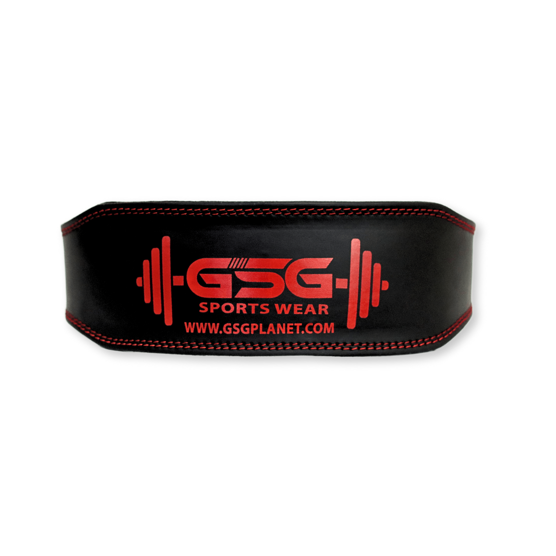 Leather Weightlifting Belt with Padded Support - Black gsgplanet