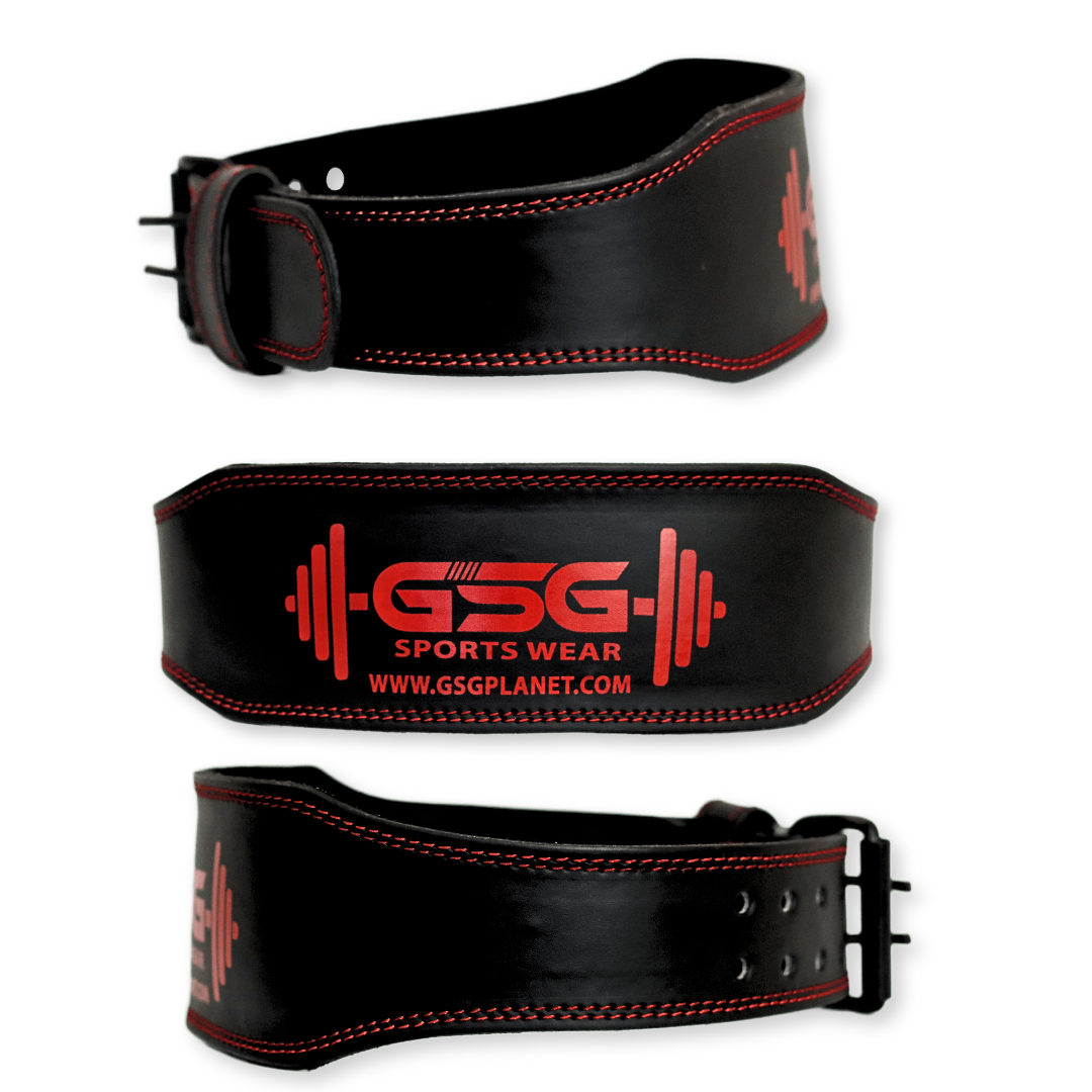 Leather Weightlifting Belt with Padded Support - Black gsgplanet