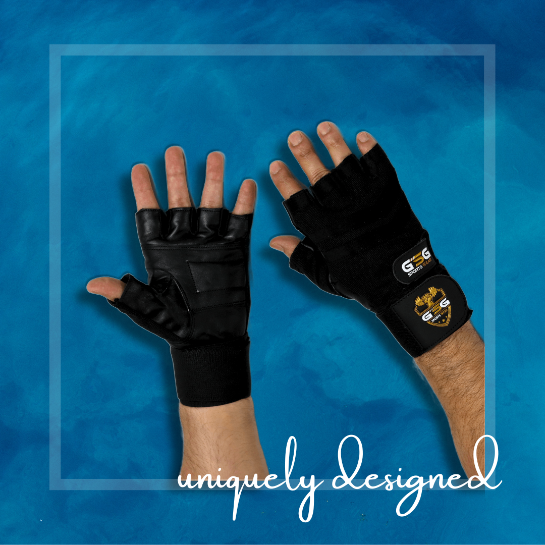 Weightlifting Gym Gloves - Black Strips - Black gsgplanet